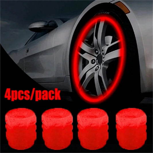 Luminous Valve Caps Fluorescent Night Car Tire Valve Caps Motorcycle Bike Glowing Decor Wheel Nozzles Tyre Cap Car Accessories