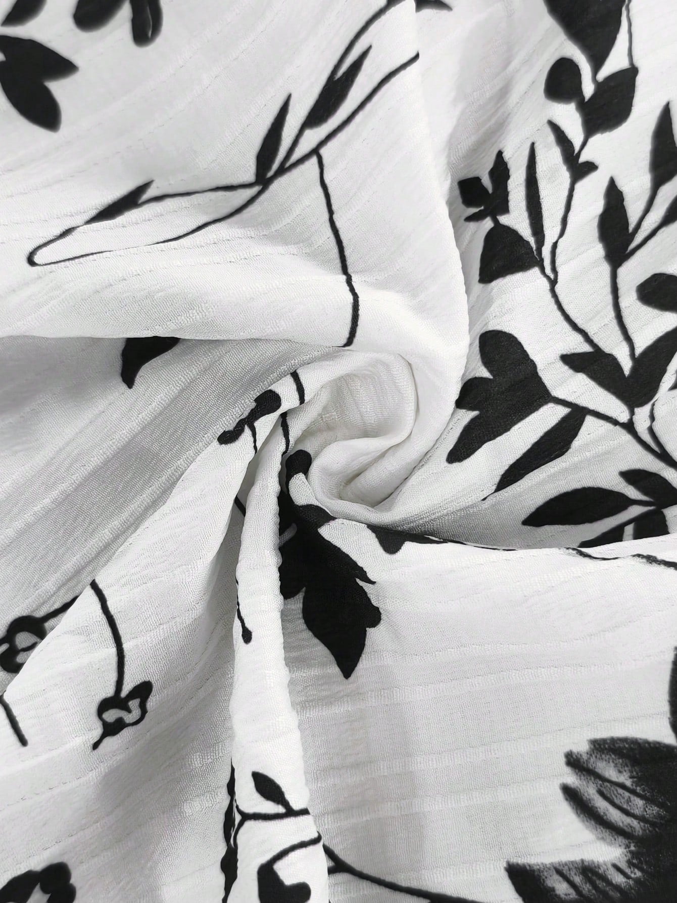 LUNE CURVE Plus Size Women Plant Print Cap Sleeve Shirt