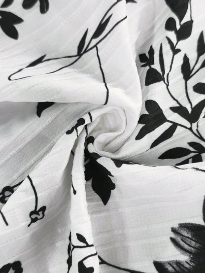 LUNE CURVE Plus Size Women Plant Print Cap Sleeve Shirt