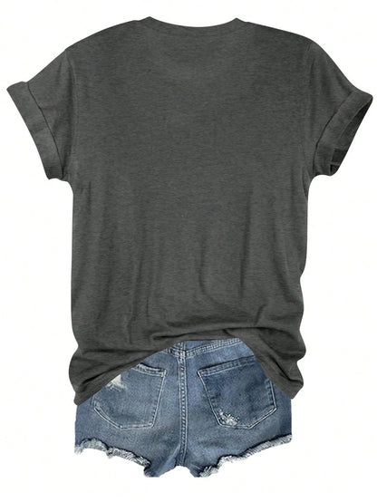 LUNE Plus Size Women Casual Floral Print T-Shirt, Summer