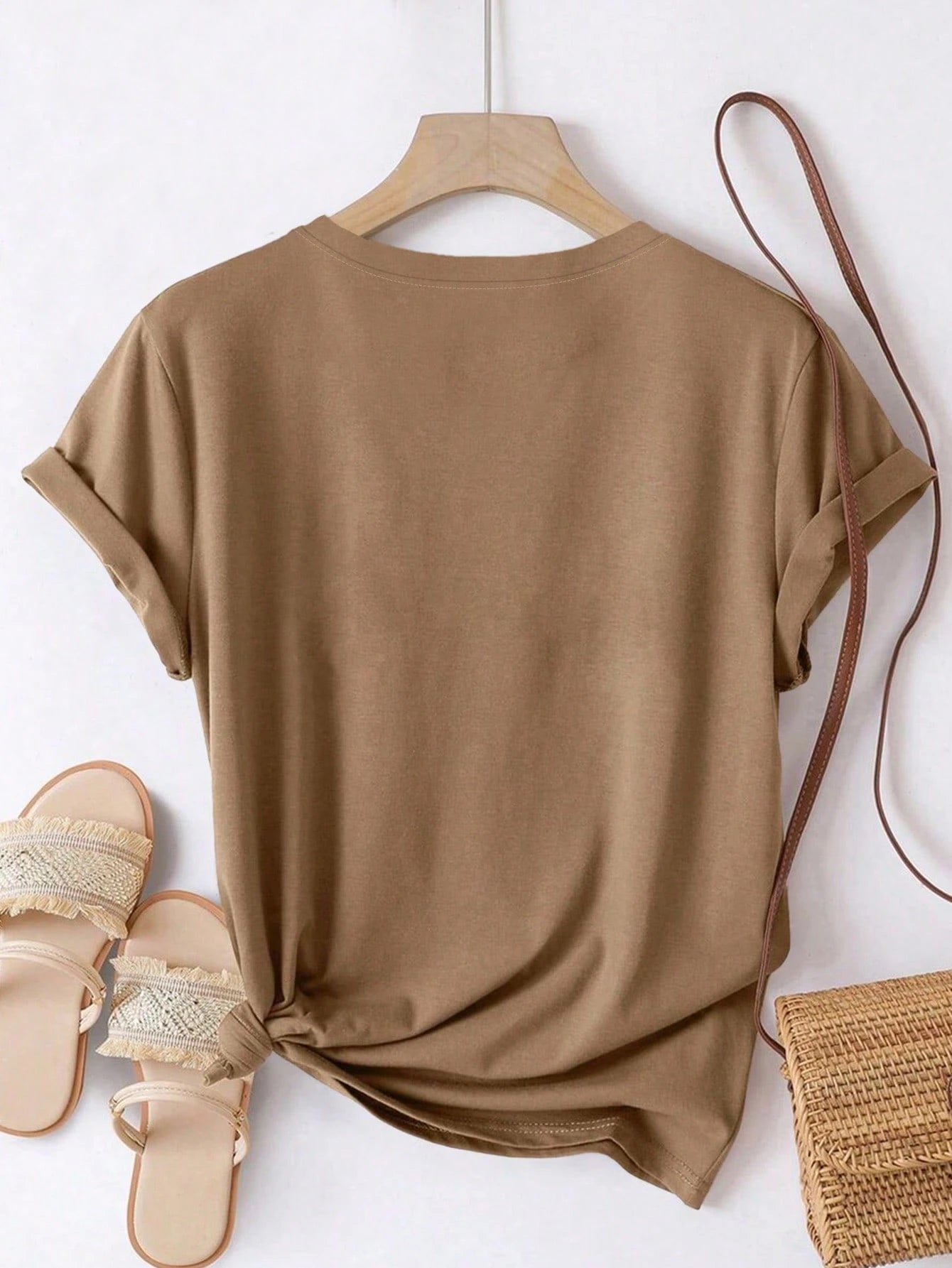 LUNE Plus Size Women Coffee Heart Print Casual Round Neck Short Sleeve T-Shirt, Summer