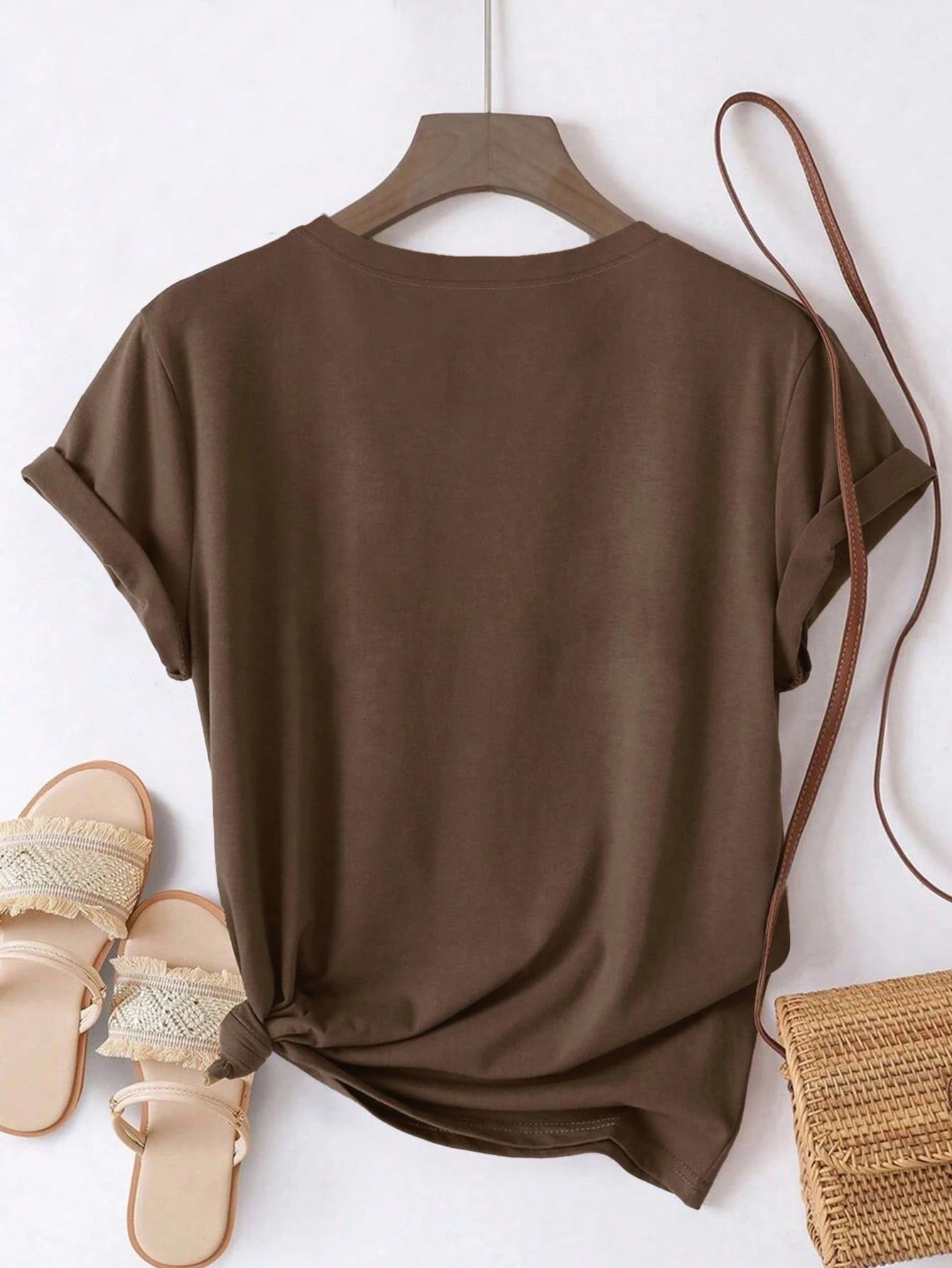 LUNE Plus Size Women Coffee Heart Print Casual Round Neck Short Sleeve T-Shirt, Summer