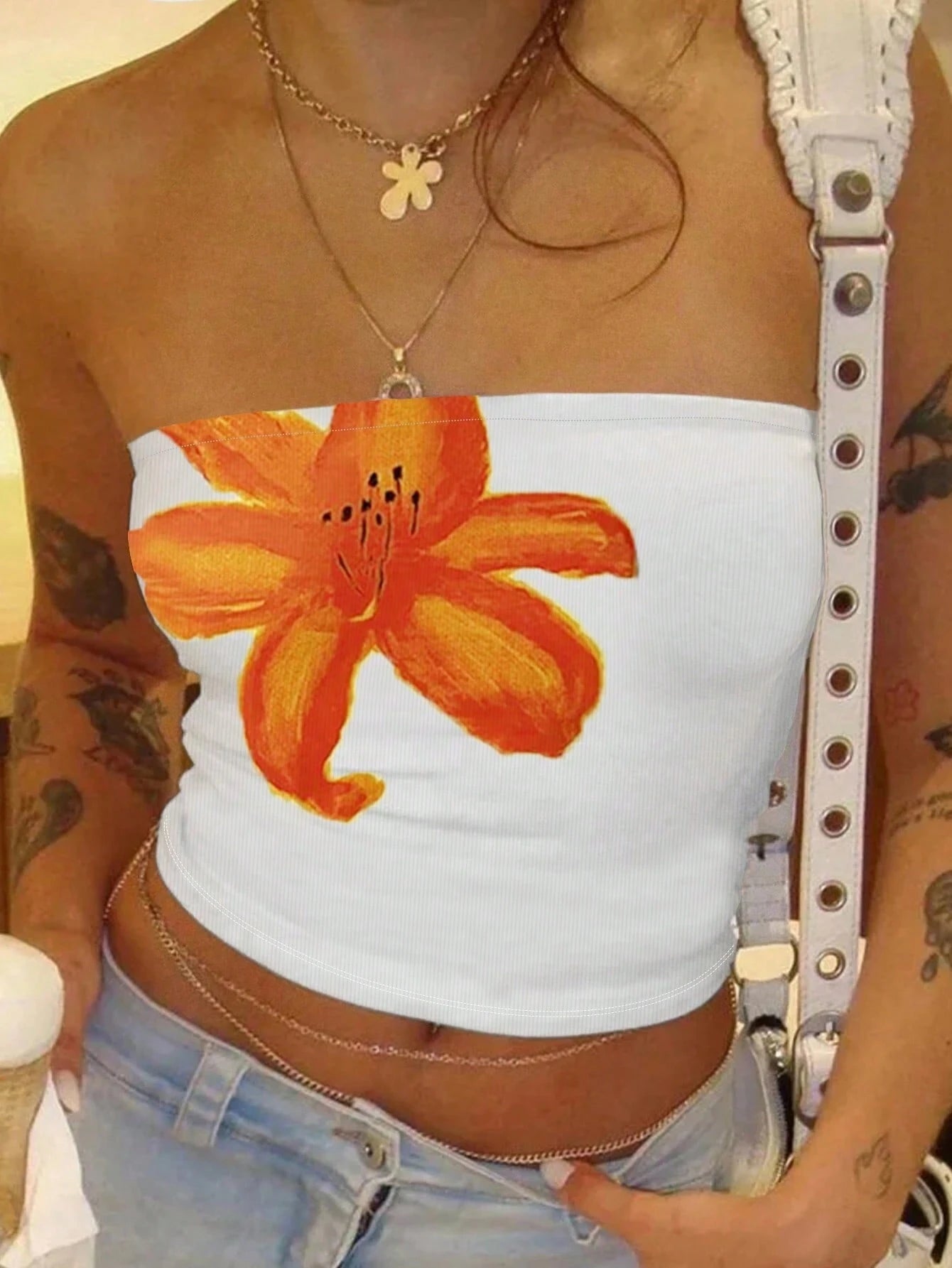 LUNE Plus Size Women's Summer Italia Veneto Cocktail Lemon Orange Fruit Print Cropped Tube Top, Y2K Style Vacation & Beach