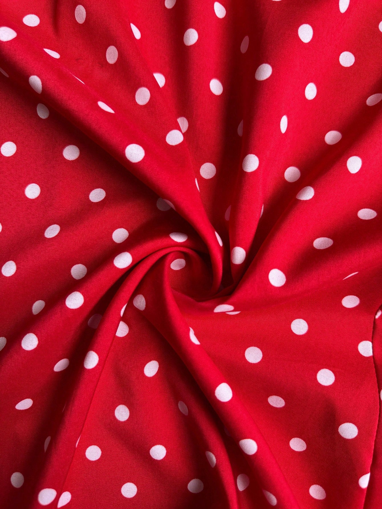 LUNE Women's Polka Dot Print Overlap V-Neck Short Sleeve Elegant Midi Dress