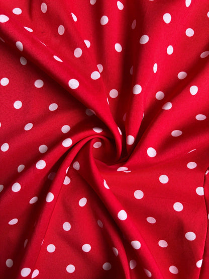LUNE Women's Polka Dot Print Overlap V-Neck Short Sleeve Elegant Midi Dress