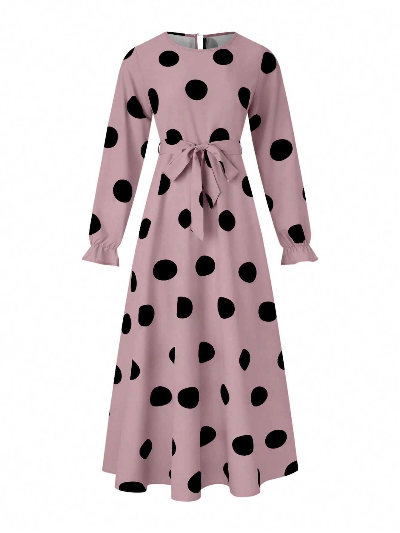 LUNE Women's Simple Polka Dot Printed Daily Dress Maxi Women Outfit Fall Cloth For Women