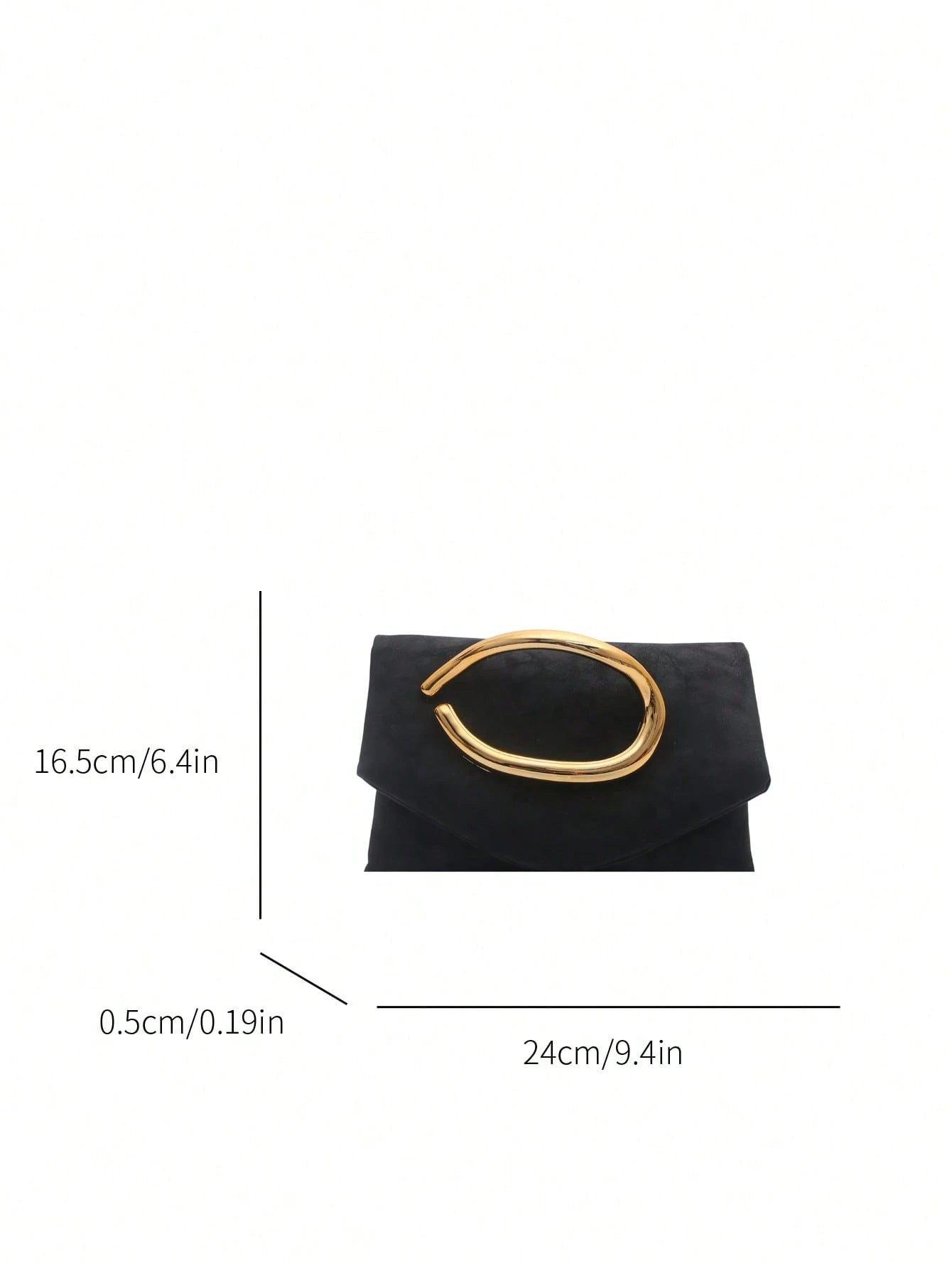 Luxury Black Flap Clutch Bag For Women With Metal Handle, High-End Evening Bag, Fashion Wrist Bag, PU Material