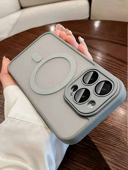 Luxury Magnetic Style Matte Wireless Charging Shock-Proof Phone Case Compatible With IPhone 17/16/15/14/13/12/11 Pro Max With Semi-Transparent Armor Protective Cover Business Gift