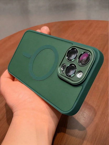 Luxury Magnetic Style Matte Wireless Charging Shock-Proof Phone Case Compatible With IPhone 17/16/15/14/13/12/11 Pro Max With Semi-Transparent Armor Protective Cover Business Gift