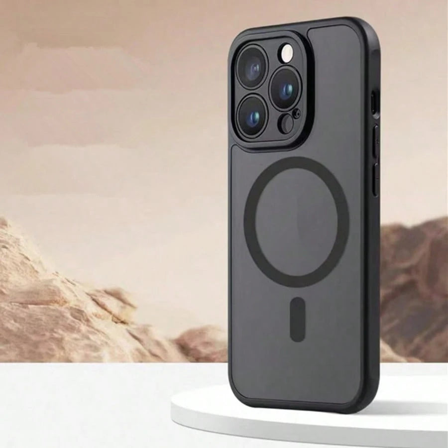Luxury Matte Wireless Charging Shockproof Phone Case, Compatible With Apple 17/16/15/14/13/12/11 Pro Max S21 22 23 24 25 Plus 25 Ultra, With Semi-Transparent Armor Protective Cover