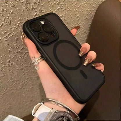 Luxury Matte Wireless Charging Shockproof Phone Case, Compatible With Apple 17/16/15/14/13/12/11 Pro Max S21 22 23 24 25 Plus 25 Ultra, With Semi-Transparent Armor Protective Cover