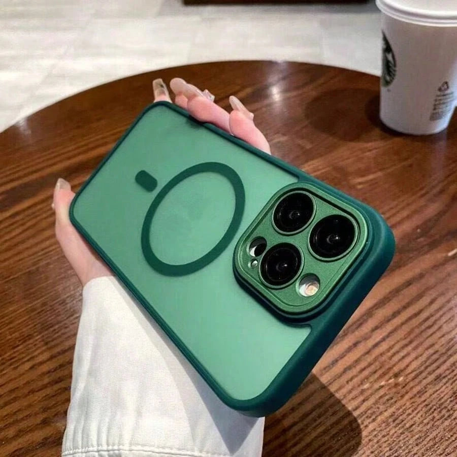 Luxury Matte Wireless Charging Shockproof Phone Case, Compatible With Apple 17/16/15/14/13/12/11 Pro Max S21 22 23 24 25 Plus 25 Ultra, With Semi-Transparent Armor Protective Cover