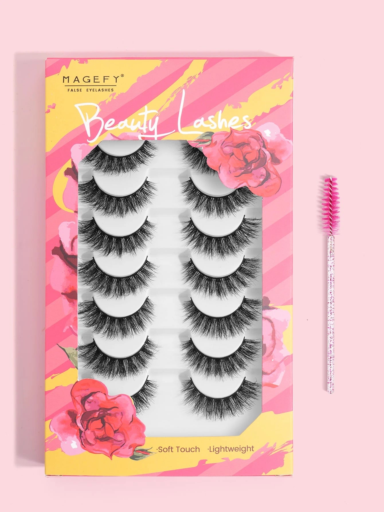 MAGEFY 8Pairs Of Natural Full False Eyelashes&1pc Disposable Eyelash Brush,Fluffy Slim For Everyday Use Manga Eyelashes, Travel Essentials Strip Lashes,Lashes,Eyelashes,Fake Lashes