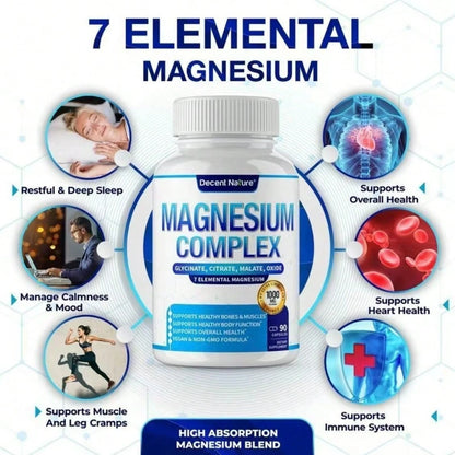 Magnesium Complex 7 Elemental Magnesium Supplement 1000mg – Magnesium Glycinate, Daily Use