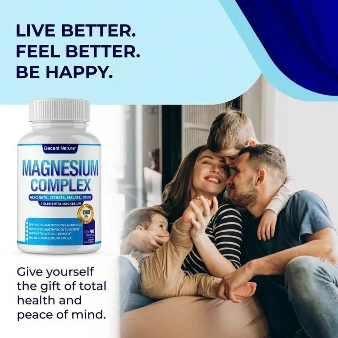 Magnesium Complex 7 Elemental Magnesium Supplement 1000mg – Magnesium Glycinate, Daily Use