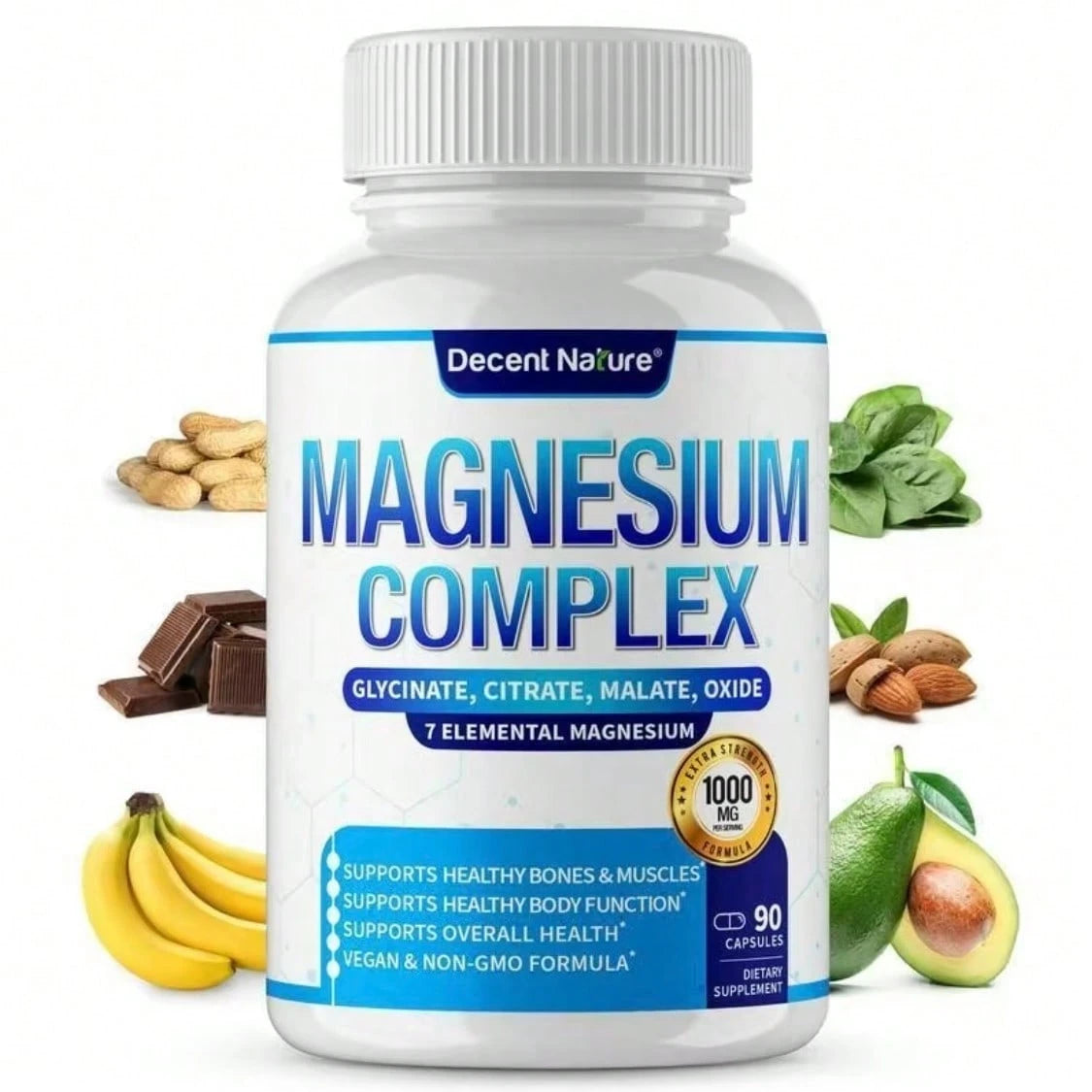 Magnesium Complex 7 Elemental Magnesium Supplement 1000mg – Magnesium Glycinate, Daily Use