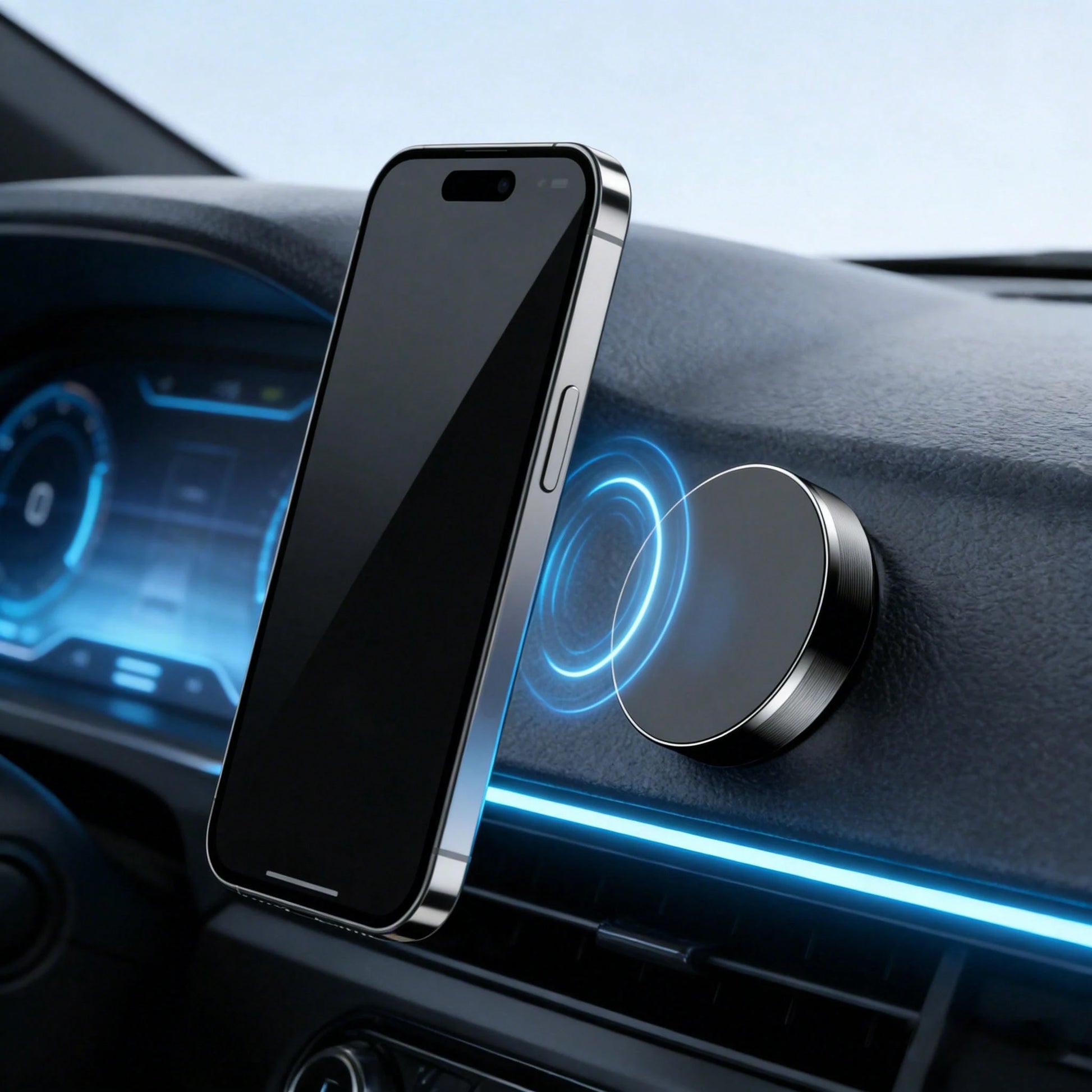 Magnetic Car Phone Holder, Adhesive Mount, No Drilling Required, Stable Suitable For Dashboard, Office Desk, Kitchen, Bedroom And More Scenarios