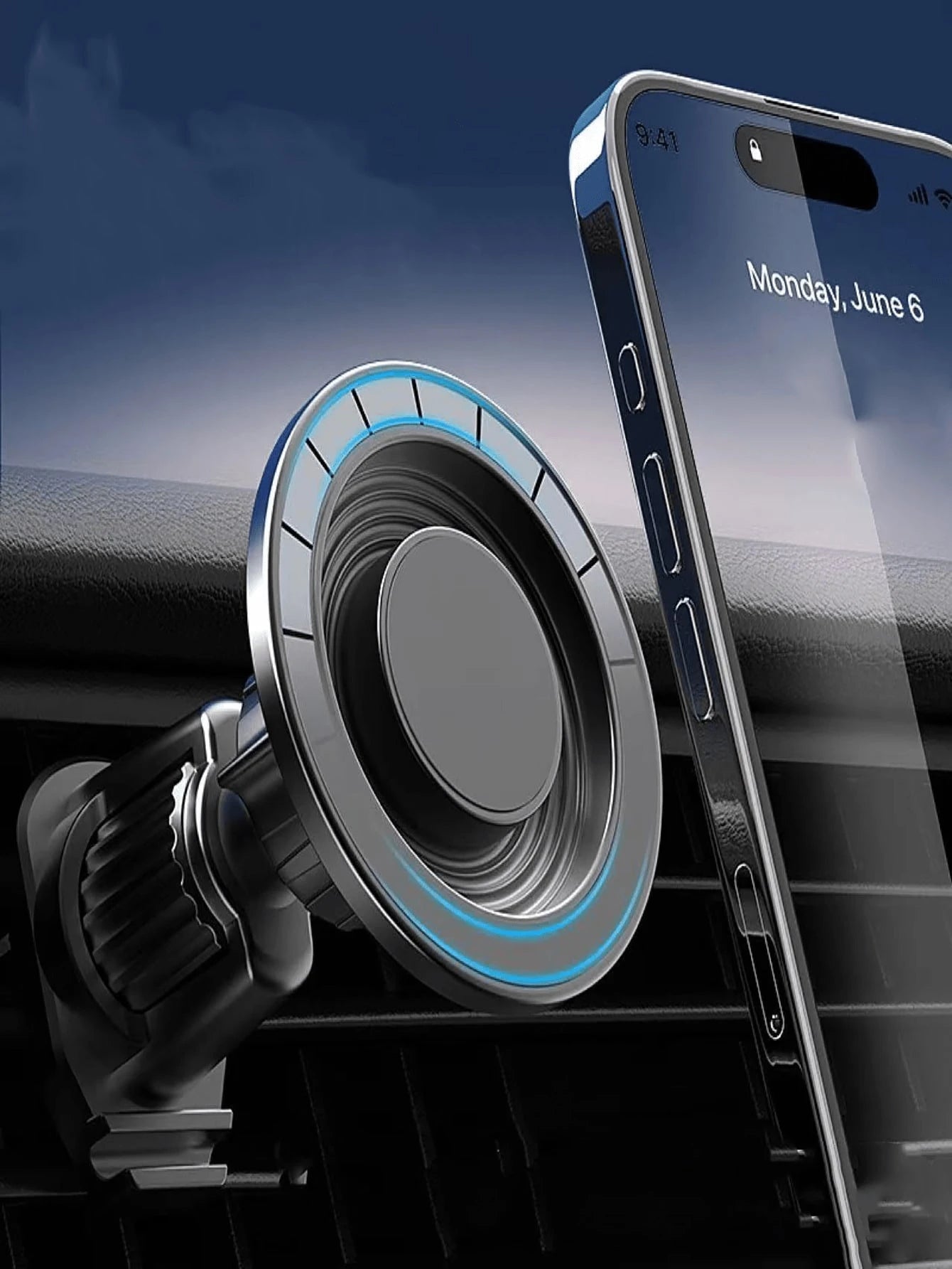 Magnetic Car Phone Holder- Strong Magnet, Adjustable Car Magnetic Phone Mount, 360° Rotating Air Vent Mount, Suitable For Smartphone Navigation, Sturdy Anti-Vibration ABS Holder, Vehicle Accessory