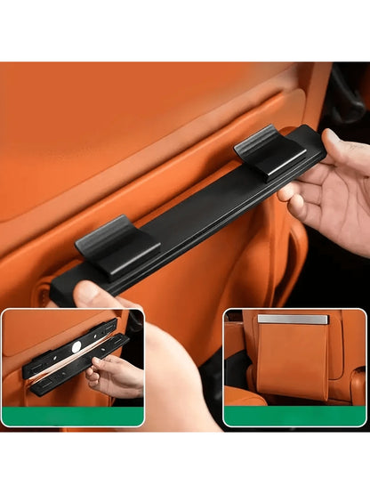 [Magnetic Car Trash Can] 1pc Magnetic PU Leather Car Trash Can- Large Space Rear Seat Garbage Bin With Multi-Functional Compartments, Easy To Fix Design, Sleek Black Exterior