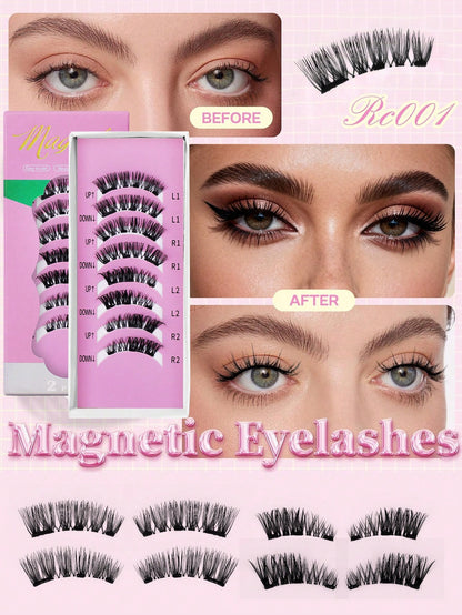 Magnetic Eyelashes 2 Pairs Reusable Magnetic Eyelashes With Applicator No Glue Needed Cat Eye Natural Eyelashes Easy To Wear And Remove
