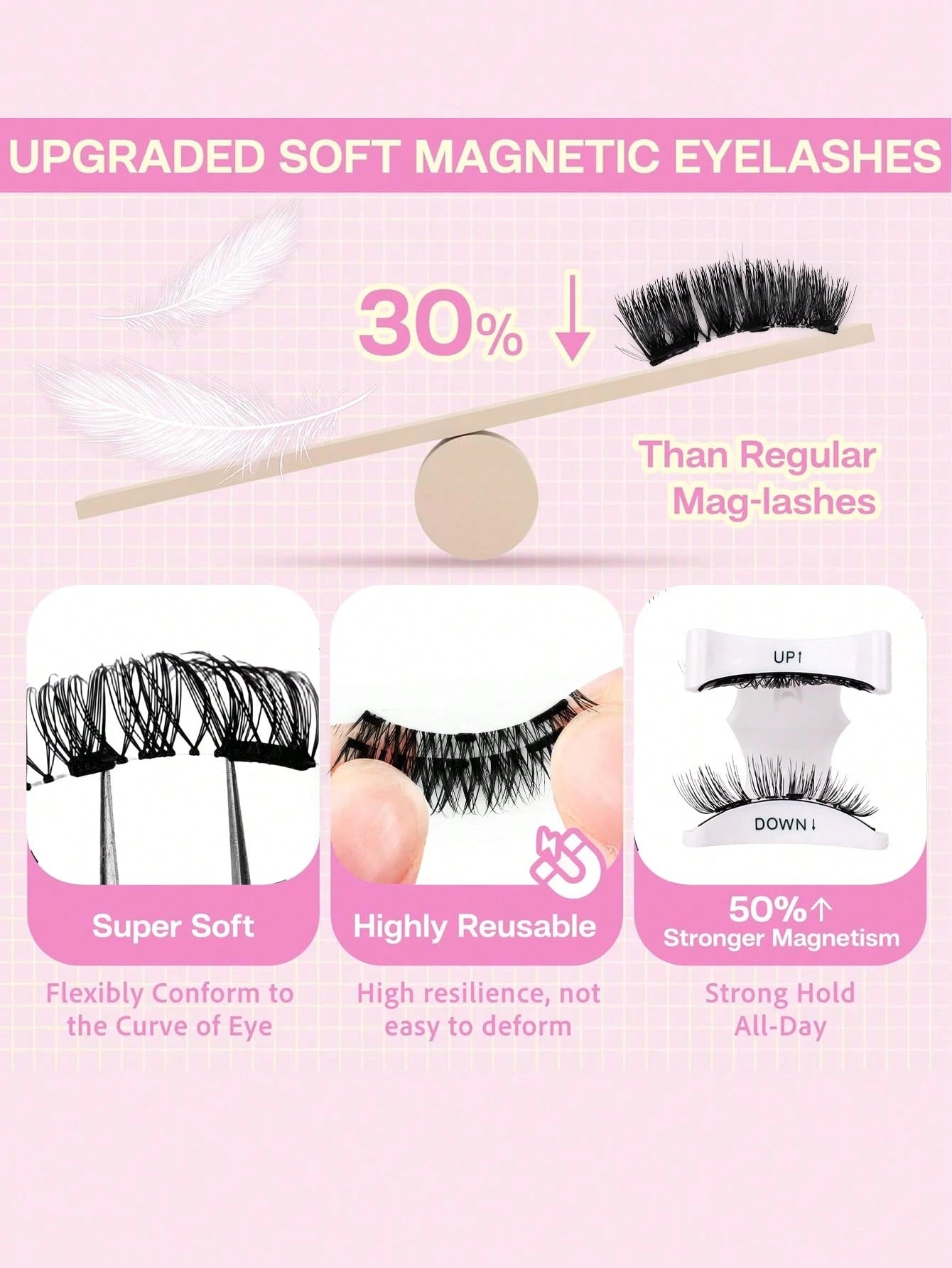 Magnetic Eyelashes 2 Pairs Reusable Magnetic Eyelashes With Applicator No Glue Needed Cat Eye Natural Eyelashes Easy To Wear And Remove