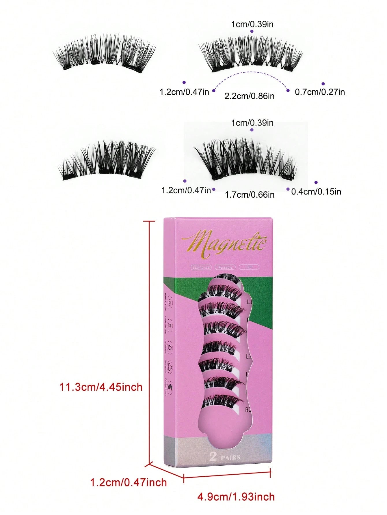 Magnetic Eyelashes 2 Pairs Reusable Magnetic Eyelashes With Applicator No Glue Needed Cat Eye Natural Eyelashes Easy To Wear And Remove