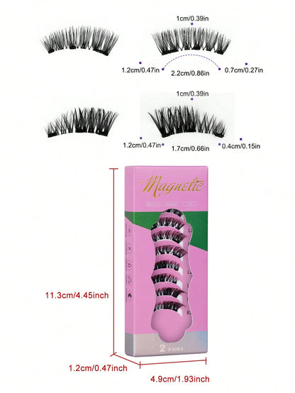 Magnetic Eyelashes 2 Pairs Reusable Magnetic Eyelashes With Applicator No Glue Needed Cat Eye Natural Eyelashes Easy To Wear And Remove