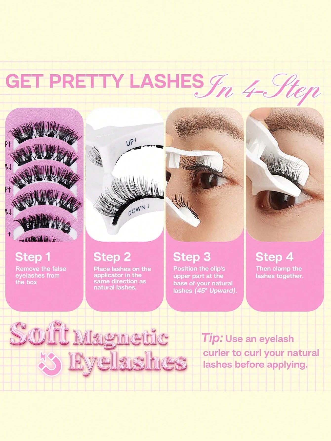 Magnetic Eyelashes 2 Pairs Reusable Magnetic Eyelashes With Applicator No Glue Needed Cat Eye Natural Eyelashes Easy To Wear And Remove