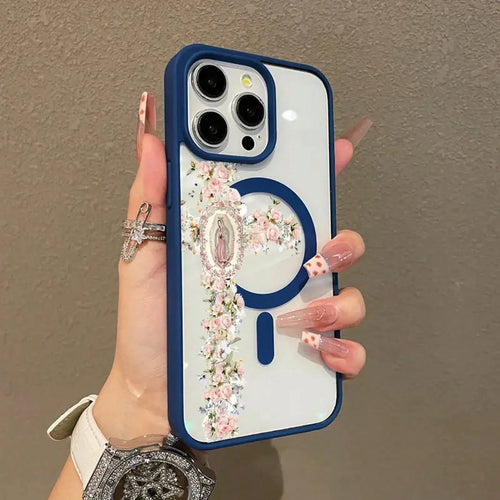 Magnetic Stylish 17 16 E Pro 15 Plus 14 13 12 11 XS XR, Floral Aesthetic| Shockproof, Silicone, Lightweight, Girly, And Scratch Resistant.Holiday Accessories.