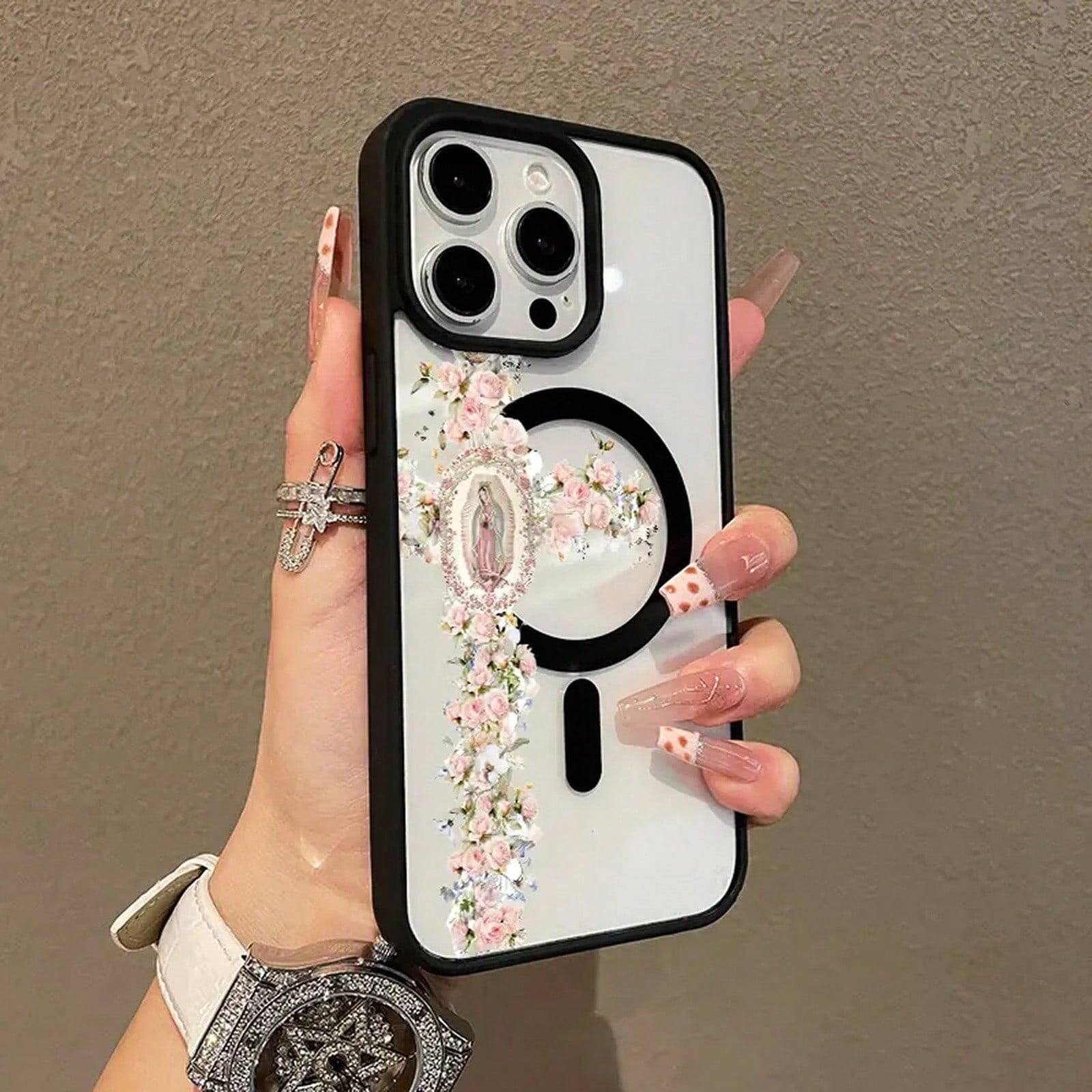 Magnetic Stylish 17 16 E Pro 15 Plus 14 13 12 11 XS XR, Floral Aesthetic| Shockproof, Silicone, Lightweight, Girly, And Scratch Resistant.Holiday Accessories.