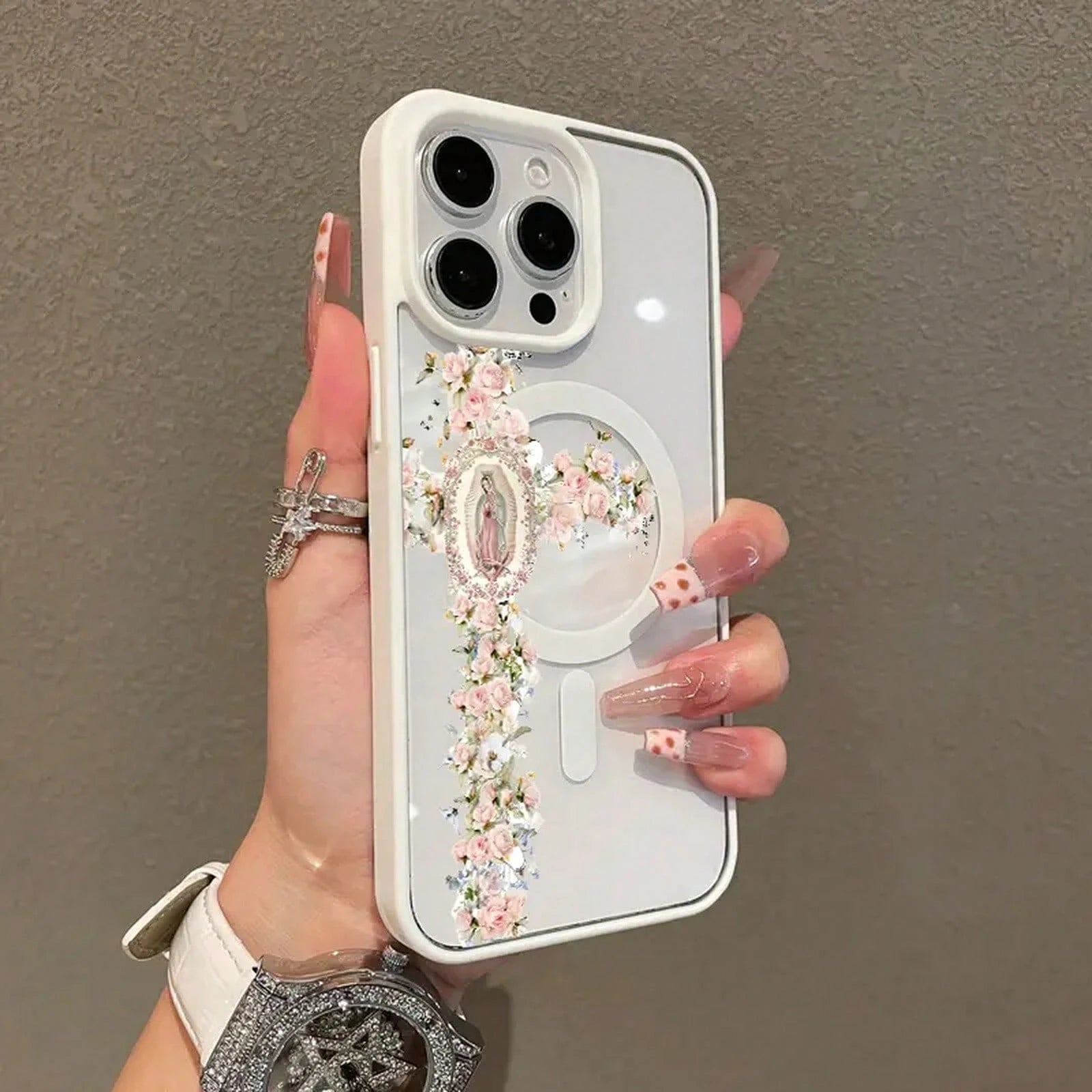 Magnetic Stylish 17 16 E Pro 15 Plus 14 13 12 11 XS XR, Floral Aesthetic| Shockproof, Silicone, Lightweight, Girly, And Scratch Resistant.Holiday Accessories.