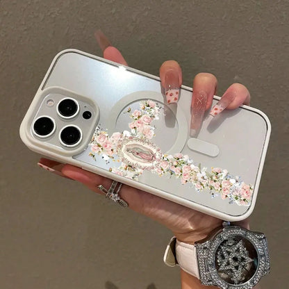 Magnetic Stylish 17 16 E Pro 15 Plus 14 13 12 11 XS XR, Floral Aesthetic| Shockproof, Silicone, Lightweight, Girly, And Scratch Resistant.Holiday Accessories.