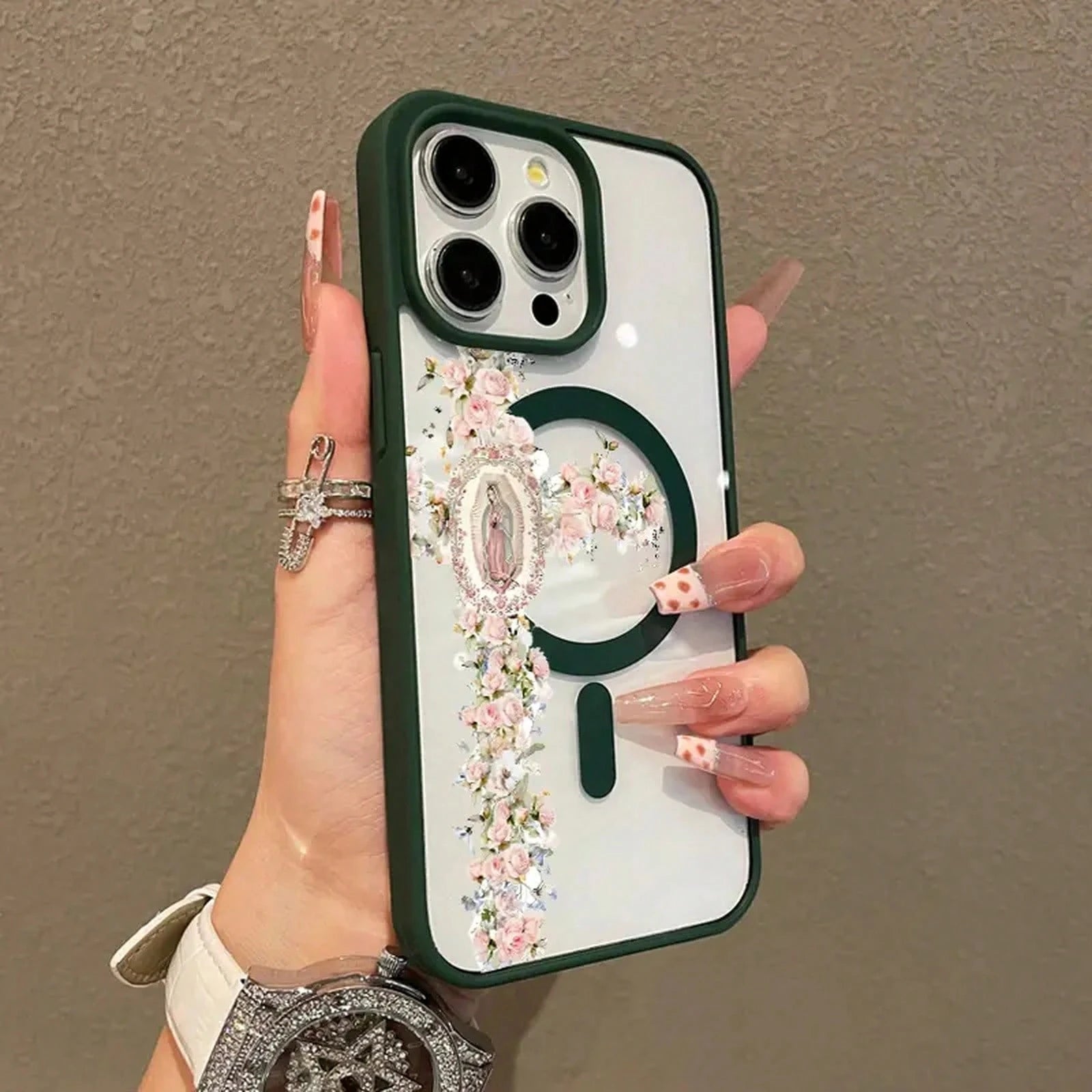 Magnetic Stylish 17 16 E Pro 15 Plus 14 13 12 11 XS XR, Floral Aesthetic| Shockproof, Silicone, Lightweight, Girly, And Scratch Resistant.Holiday Accessories.