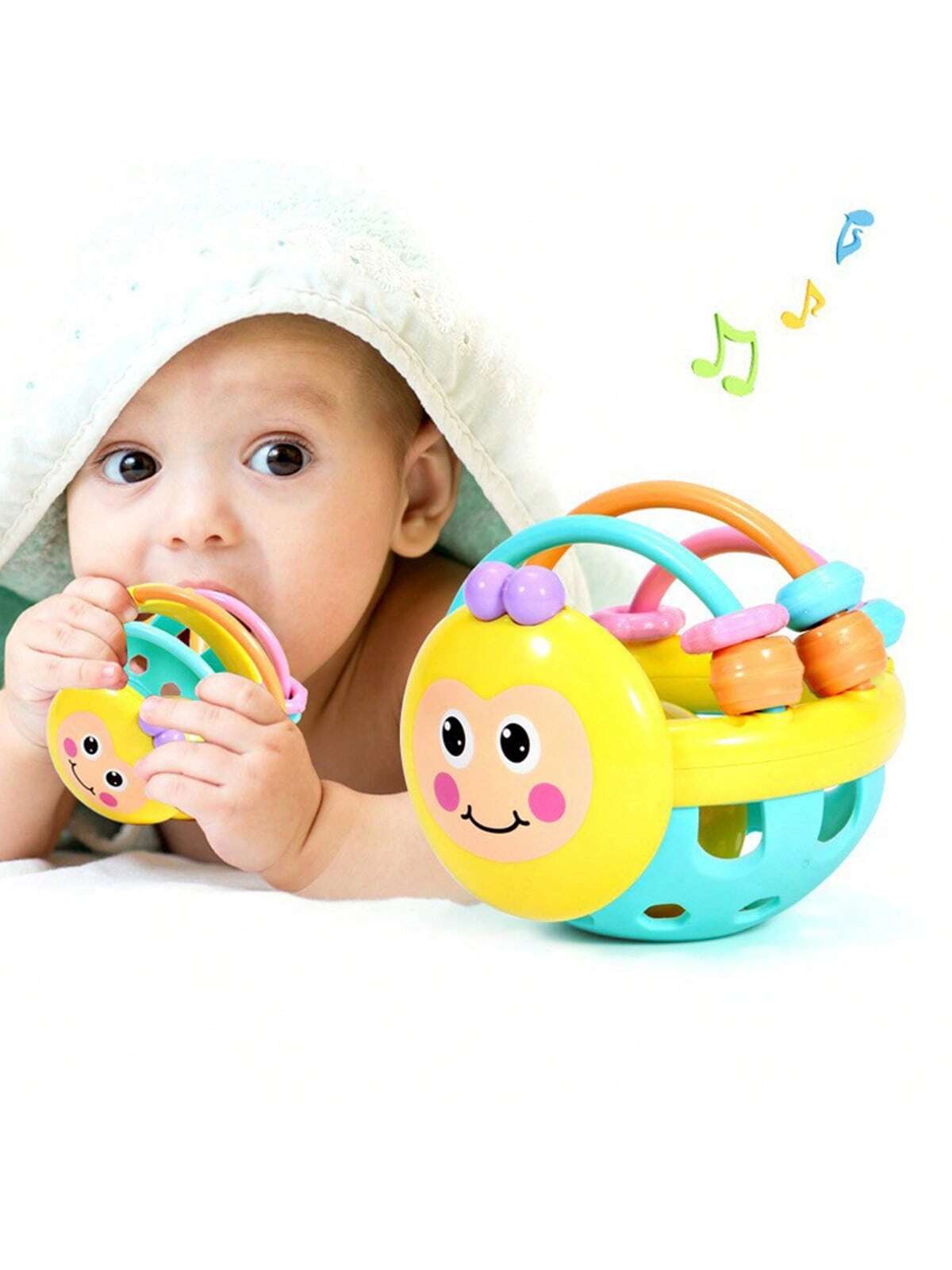 Manhattan Ball Toy For Infants Grasping Toys Rattles And Teethers Baby Toys 6M+Baby's Favorite Gift (Random Accessory Color)