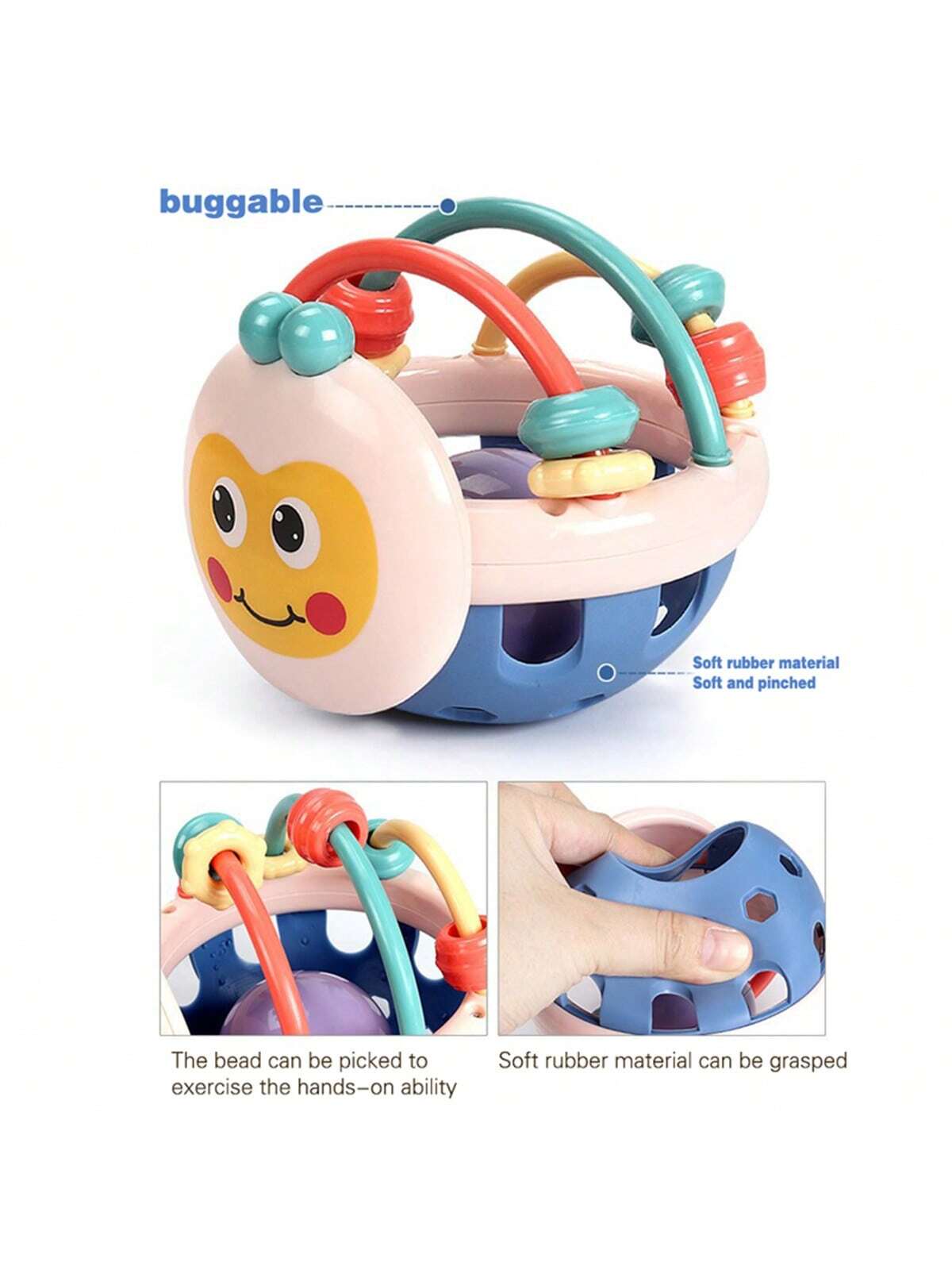 Manhattan Ball Toy For Infants Grasping Toys Rattles And Teethers Baby Toys 6M+Baby's Favorite Gift (Random Accessory Color)