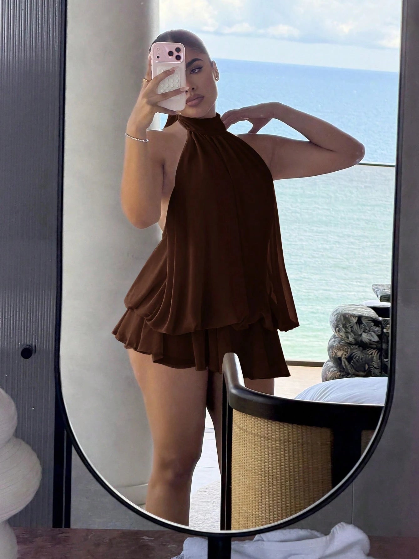 Maria Perezxox Women's Elegant Light Yellow Halter Tie Mini Dress,Party Dress,Elegant Dresses For Women,Party Dresses For Women