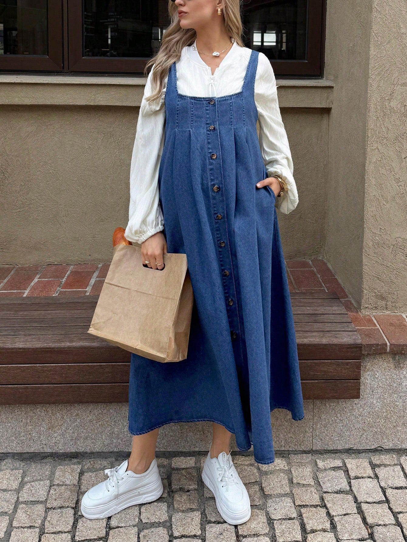 Maternity Casual Denim Dress With Pockets,Dusty Blue Summer Baby Shower Dress,Elegant Chic Y2k Streetwear For Party,Wedding,Vacation And Graduation