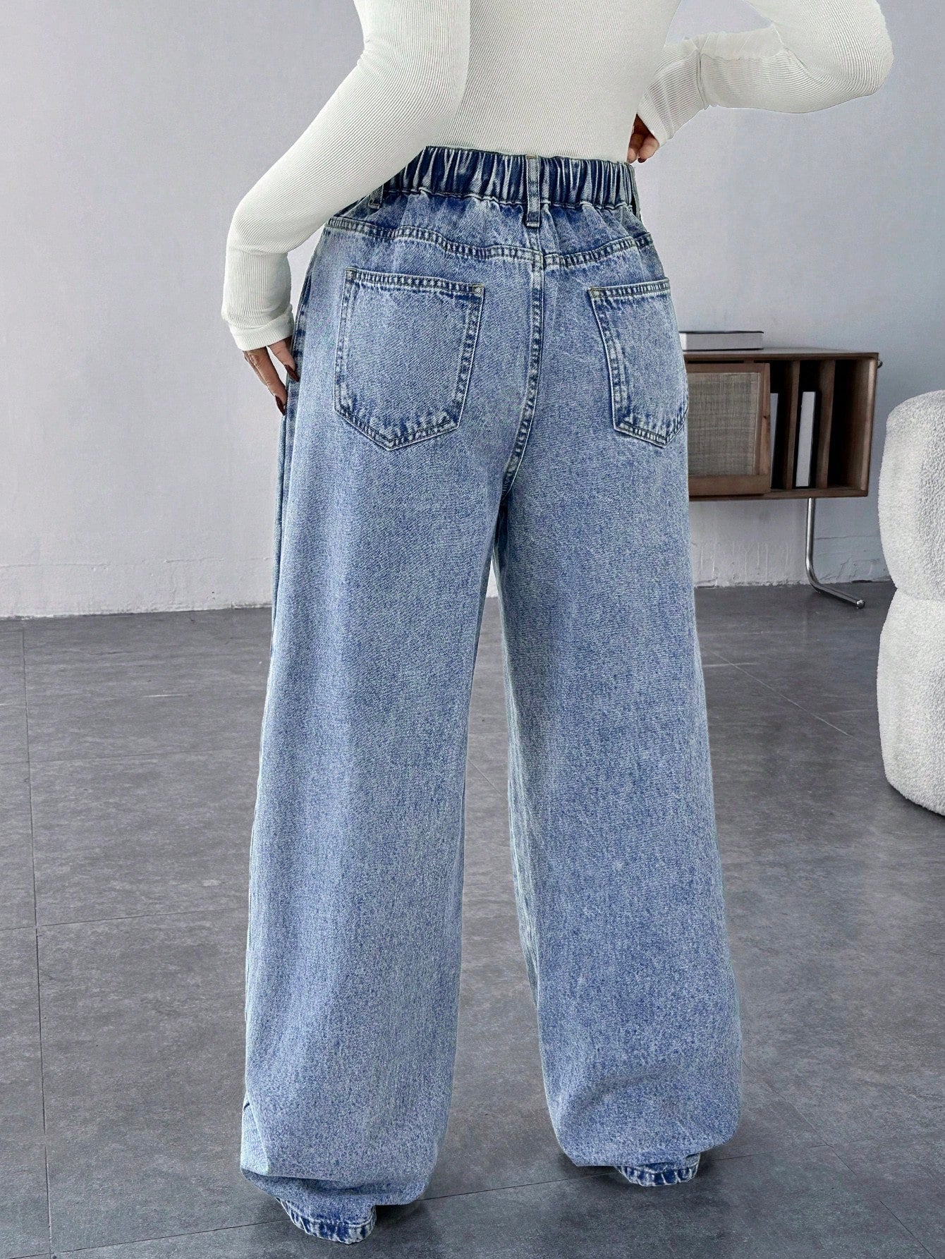 Maternity Casual Loose Blue Jeans Women Jeans Baggy Jeans Casual Loose Blue Women's Straight Leg Jeans Thanksgiving Women Wide Waist Mom Jeans