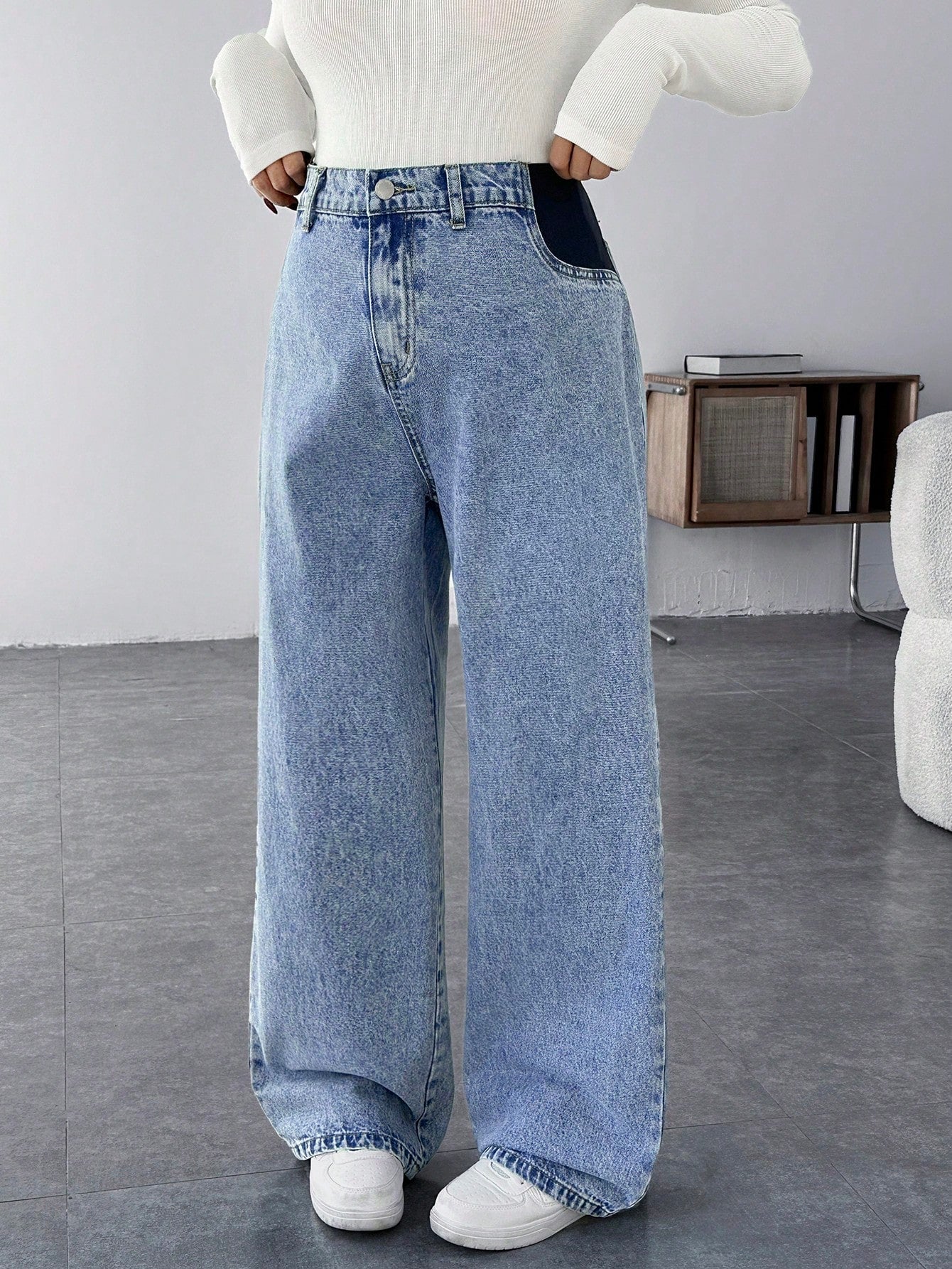 Maternity Casual Loose Blue Jeans Women Jeans Baggy Jeans Casual Loose Blue Women's Straight Leg Jeans Thanksgiving Women Wide Waist Mom Jeans