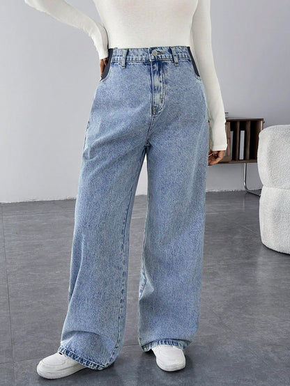 Maternity Casual Loose Blue Jeans Women Jeans Baggy Jeans Casual Loose Blue Women's Straight Leg Jeans Thanksgiving Women Wide Waist Mom Jeans