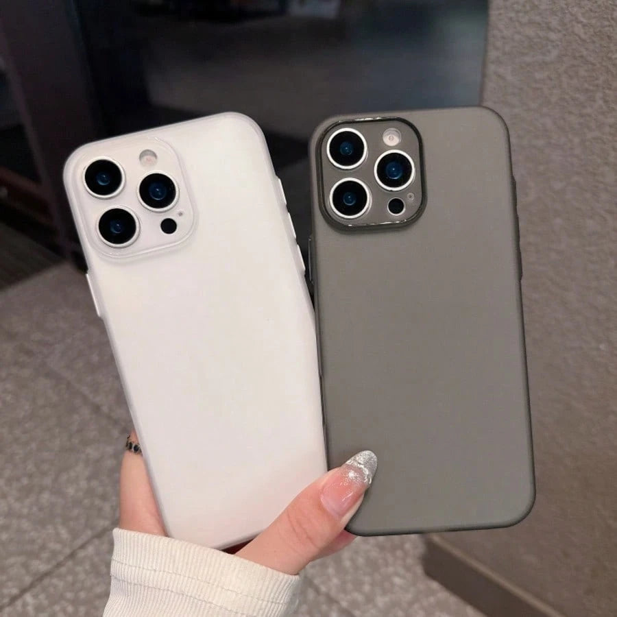 Matte Solid Color Large Camera Window Phone Case, Black White Minimal Skin-Friendly Shockproof Cover For IPhone 17 16 15 14 13 Pro Max