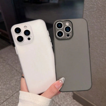 Matte Solid Color Large Camera Window Phone Case, Black White Minimal Skin-Friendly Shockproof Cover For IPhone 17 16 15 14 13 Pro Max