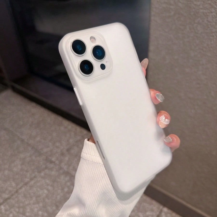 Matte Solid Color Large Camera Window Phone Case, Black White Minimal Skin-Friendly Shockproof Cover For IPhone 17 16 15 14 13 Pro Max