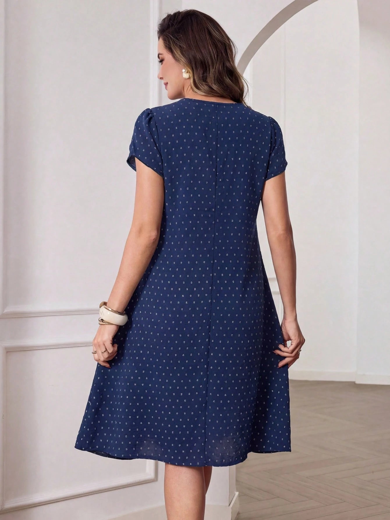 Medorina Women's Solid Color Round Neck Petal Short Sleeve Layered Ruffle Hem Fashionable Dress Vacation Outfit For Women Spring Sunmmer,Summer Dresses