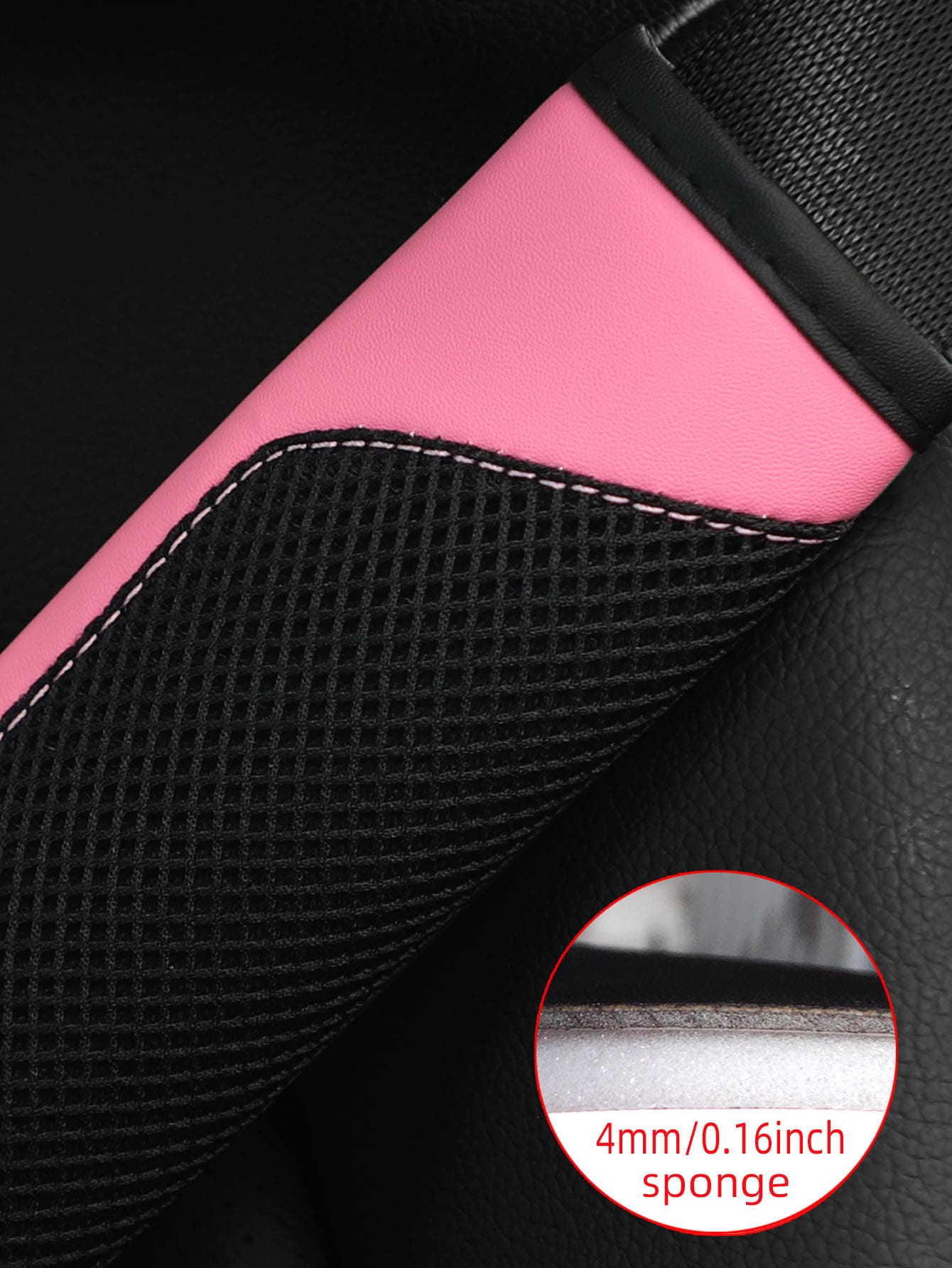 MEIKAXIU 1pc 3d Breathable Skin-Friendly Pu Leather Seat Belt Cover, Pressure Relief And Comfortable, Automotive Product For Women