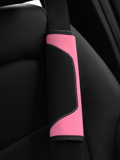MEIKAXIU 1pc 3d Breathable Skin-Friendly Pu Leather Seat Belt Cover, Pressure Relief And Comfortable, Automotive Product For Women