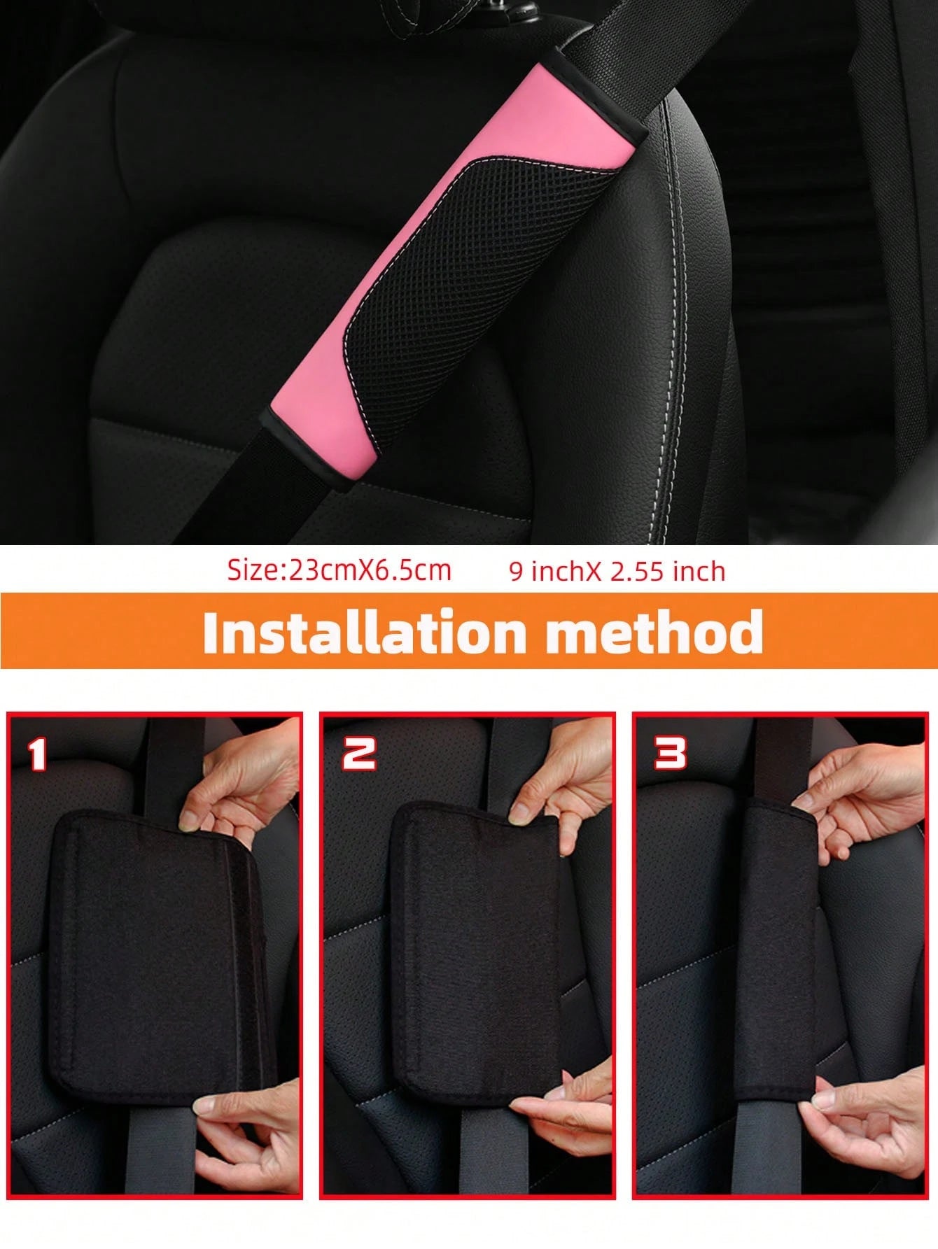MEIKAXIU 1pc 3d Breathable Skin-Friendly Pu Leather Seat Belt Cover, Pressure Relief And Comfortable, Automotive Product For Women