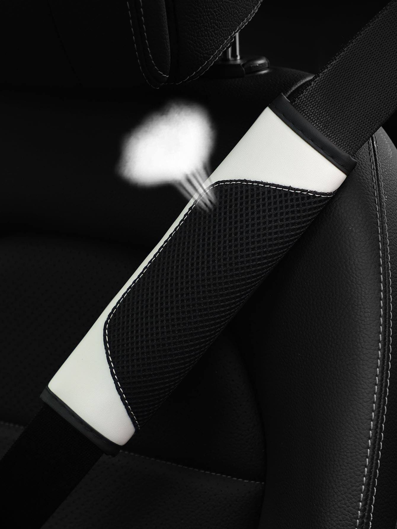 MEIKAXIU 1pc 3d Breathable Skin-Friendly Pu Leather Seat Belt Cover, Pressure Relief And Comfortable, Automotive Product For Women