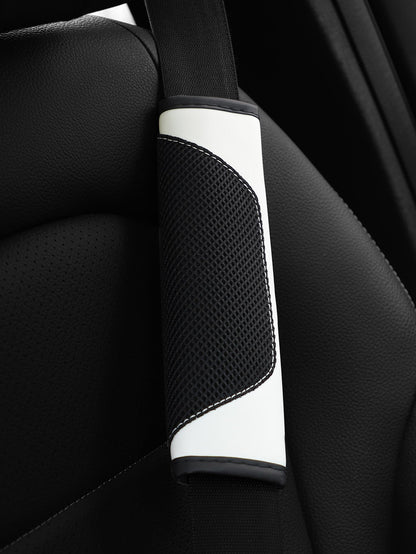 MEIKAXIU 1pc 3d Breathable Skin-Friendly Pu Leather Seat Belt Cover, Pressure Relief And Comfortable, Automotive Product For Women