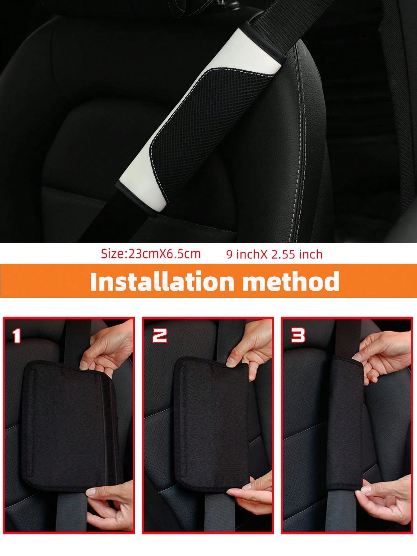 MEIKAXIU 1pc 3d Breathable Skin-Friendly Pu Leather Seat Belt Cover, Pressure Relief And Comfortable, Automotive Product For Women